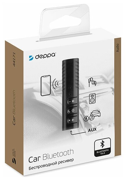 Bluetooth ресивер Deppa AUX - BT 5.0 Черный (арт. 44171)