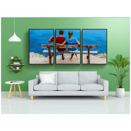 фото Набор модулных постеров для интерьера "пара, посмотреть, море" 60x90 см. в тубусе, без рамки lotsprints