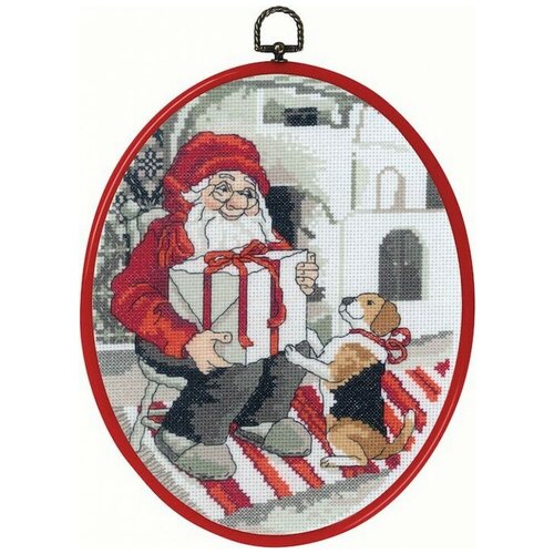 Набор для вышивания Санта и пёс 20 х 26 см PERMIN 92-0620 набор для вышивания permin 92 8104 стул с цветами