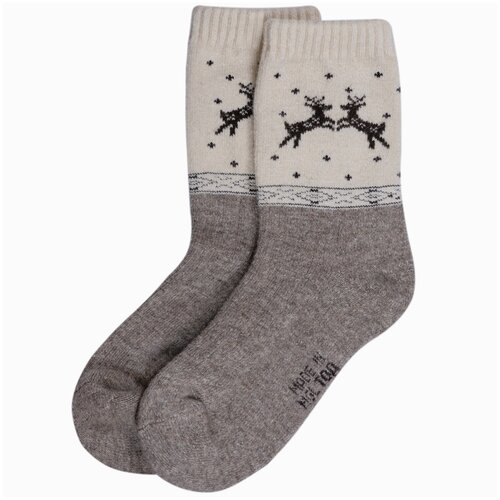 Детские носки из 100% монгольской шерсти (Монголка) серые, размер 4 (16-18)