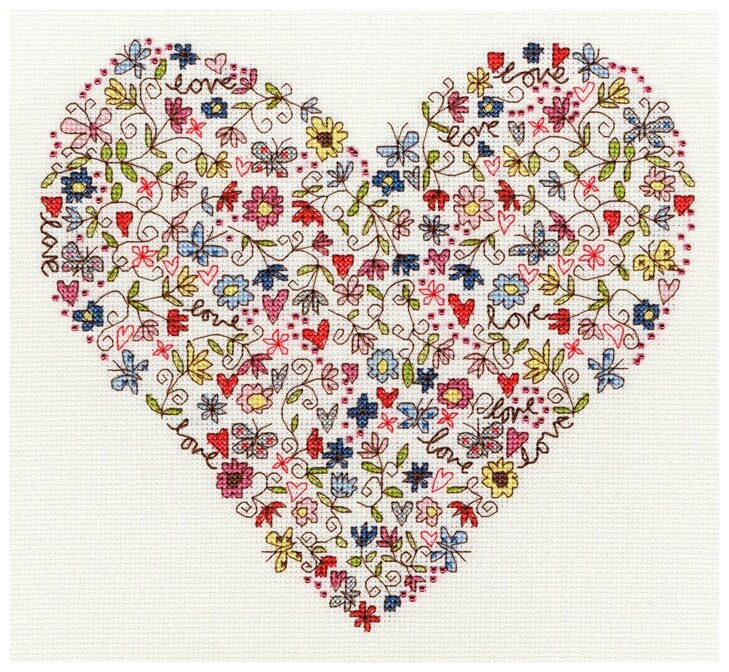 Набор для вышивания Love Heart (Любимое сердце) 24 x 26 см Bothy Threads XKA1