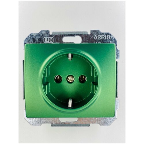Розетка с заземлением BJC IRIS 1852318723VM,16А, зеленый