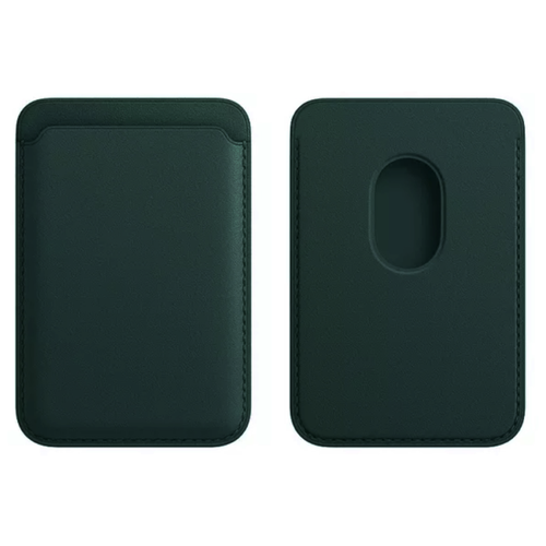 Кожаный чехол бумажник для карт и визиток MagSafe Leather Wallet темно-зеленый для Apple iPhone 12 Mini / 12 Pro / 12 Pro Max / 13 Pro