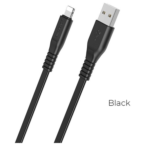 Кабель USB - Lightning Borofone BX23 Wide powe, кабель для зарядки и передачи данных для USB -Lightning, цвет чёрный кабель usb apple lightning borofone bx23 wide белый