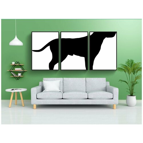 фото Набор модулных постеров для интерьера "собака, животное, силуэт" 60x90 см. в тубусе, без рамки lotsprints
