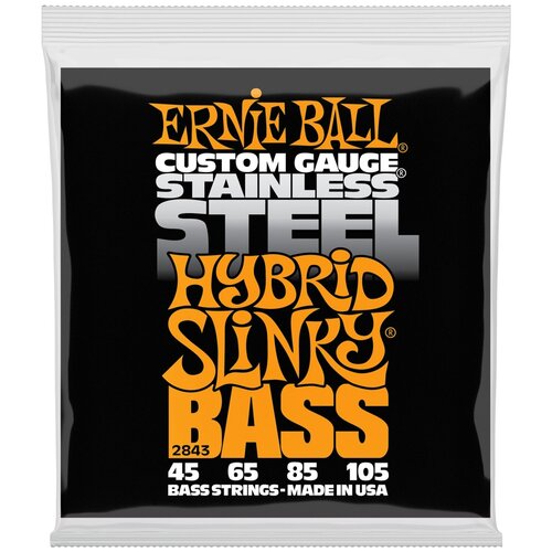 ERNIE BALL 2843 Stainless Steel Slinky Hybrid 45-105 Струны для бас-гитары струны для бас гитары ernie ball 2843 45 105