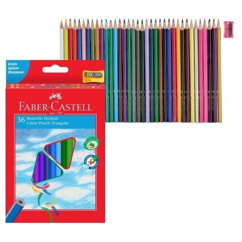 Цветные карандаши FABER-CASTELL ECO 36 цветов, трехгранные, с точилкой