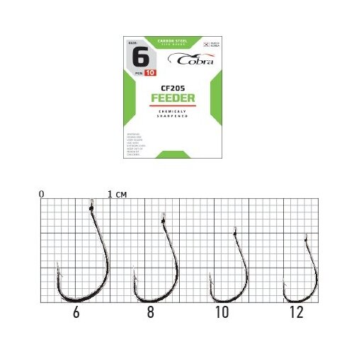 cobra крючки cobra feeder серия cf205 010 10 шт Крючки Cobra FEEDER сер. CF205 разм.006 10шт.