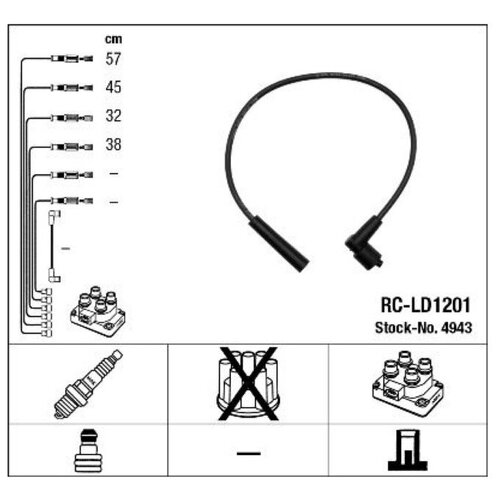 NGK-NTK 4943 Комплект высоковольтных проводов RCLD1201
