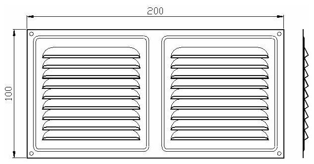 Решетка вентиляционная металлическая 100х200 белая