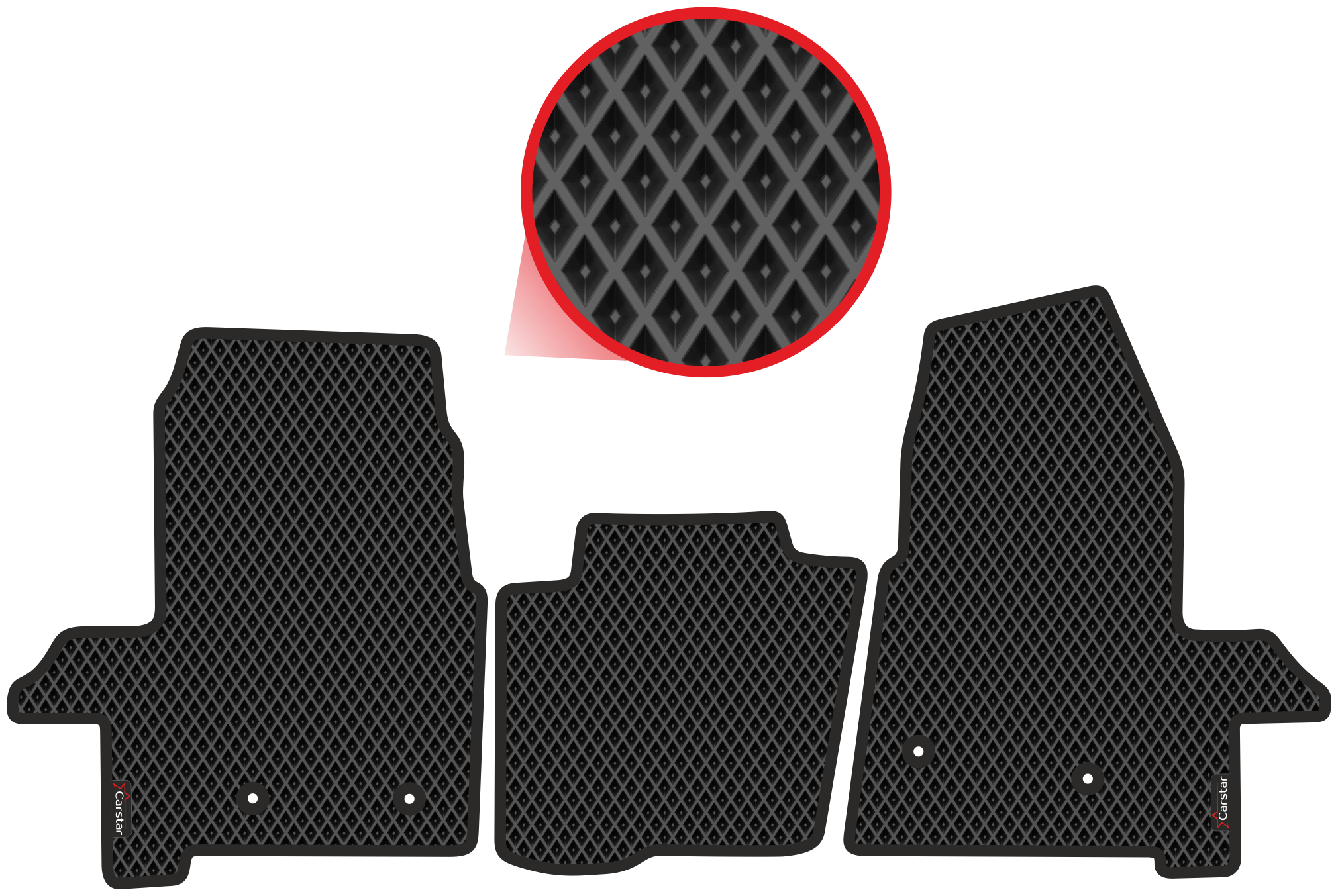 Автомобильные коврики EVA для Ford Transit VIII (2013-н/в) чёрные с чёрным кантом ячейка - ромб