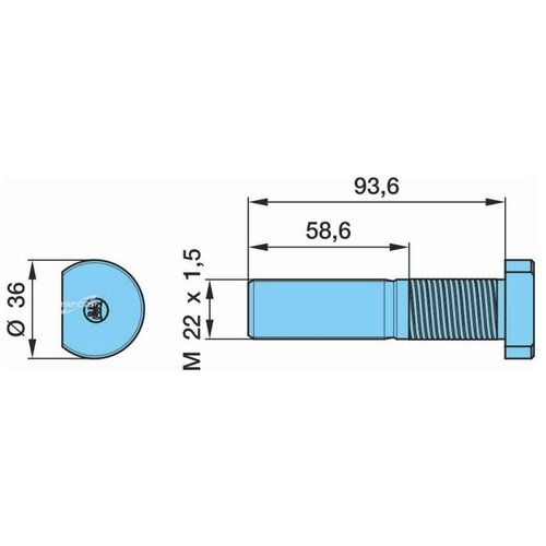 03.296.33.21.1_шпилька Ступицы Колеса! M22х1.5х93.6/58.6 Bpw Eco Plus 3 03.296.33.21.1 BPW арт. 0329633211