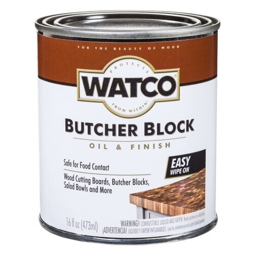 Тунговое масло для столешниц и деревянной посуды WATCO Butcher Block Oil, полуматовое, масло для дерева и мебели, 0.472 л, Полуматовый