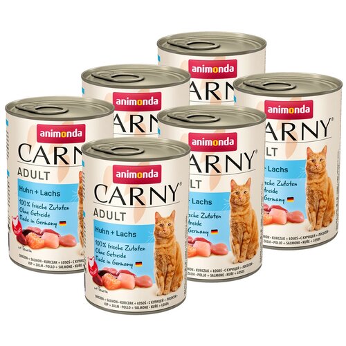 Влажный корм ANIMONDA CARNY ADULT HUHN & LACHS для взрослых кошек с курицей и лососем (400 гр х 6 шт)