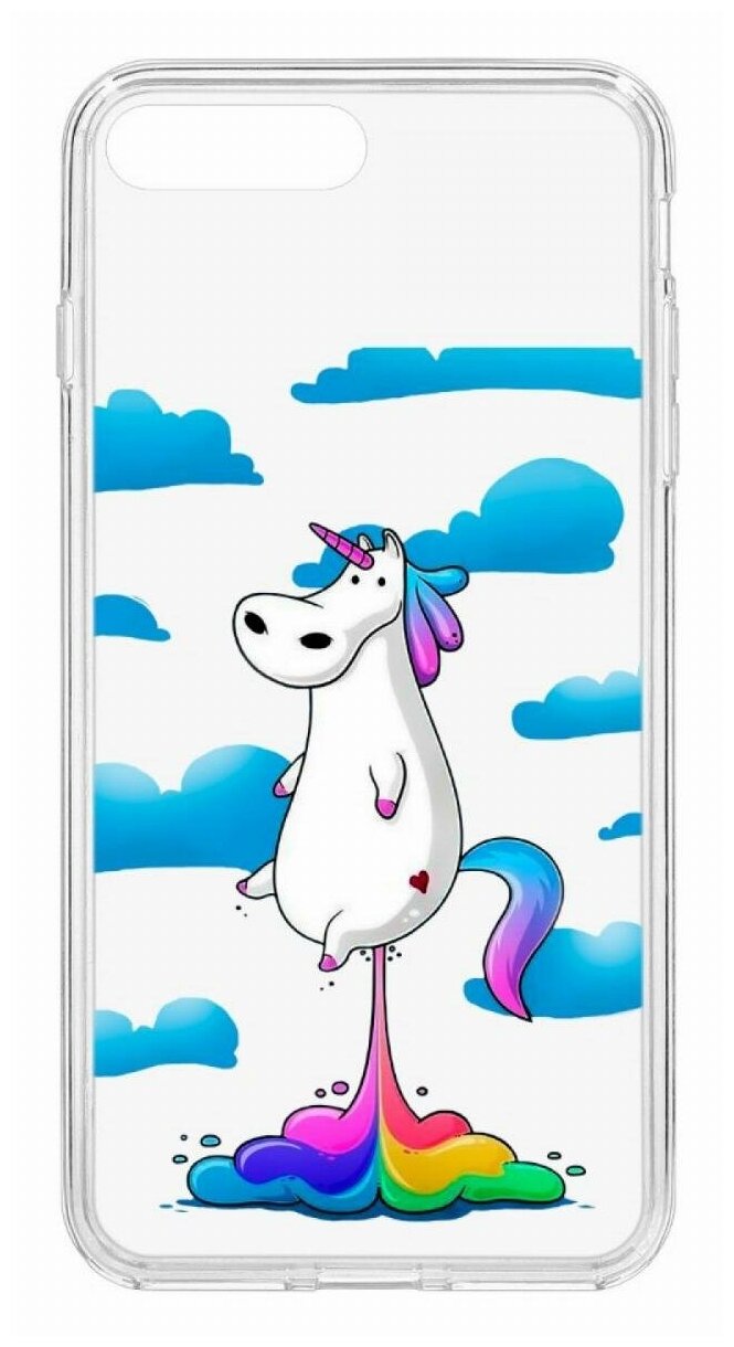 Чехол для iPhone 7 Plus/8 Plus Kruche Print Flying Unicorn,противоударная пластиковая накладка с рисунком,защитный силиконовый бампер с защитой камеры