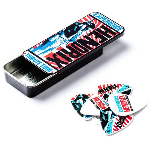 Сувенирный набор медиаторов в пенале, сред, 12 шт Dunlop Jimi Hendrix Tribute Tour JHPT09M Pick Tin