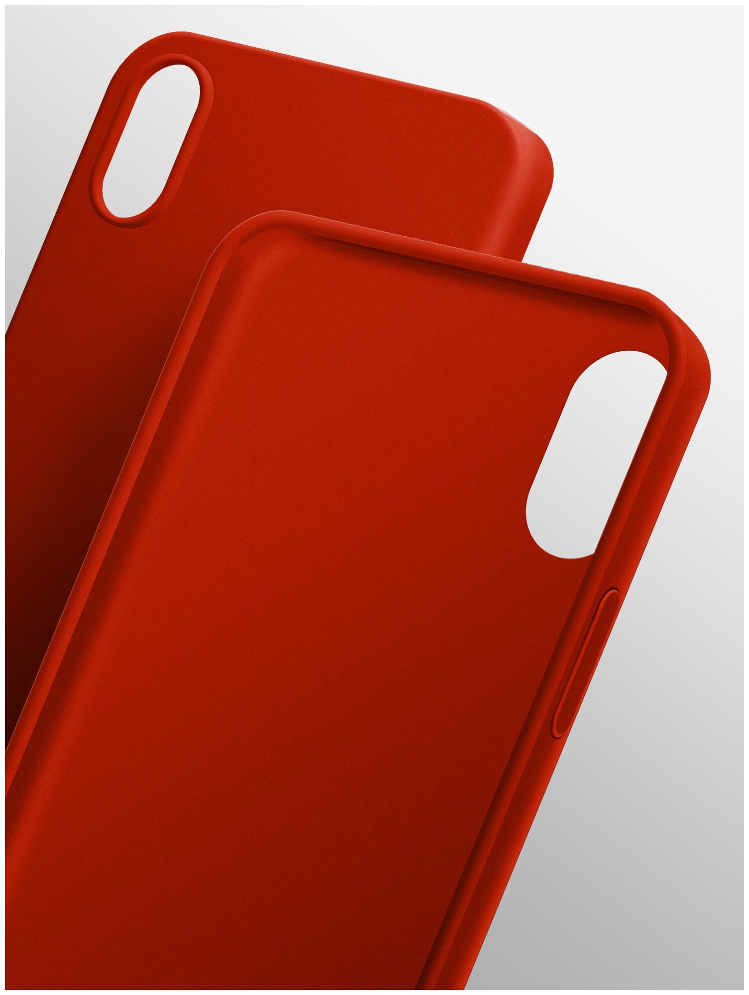 Силиконовый чехол BoraSCO для iPhone X/Xs (матовый) красный - фото №1