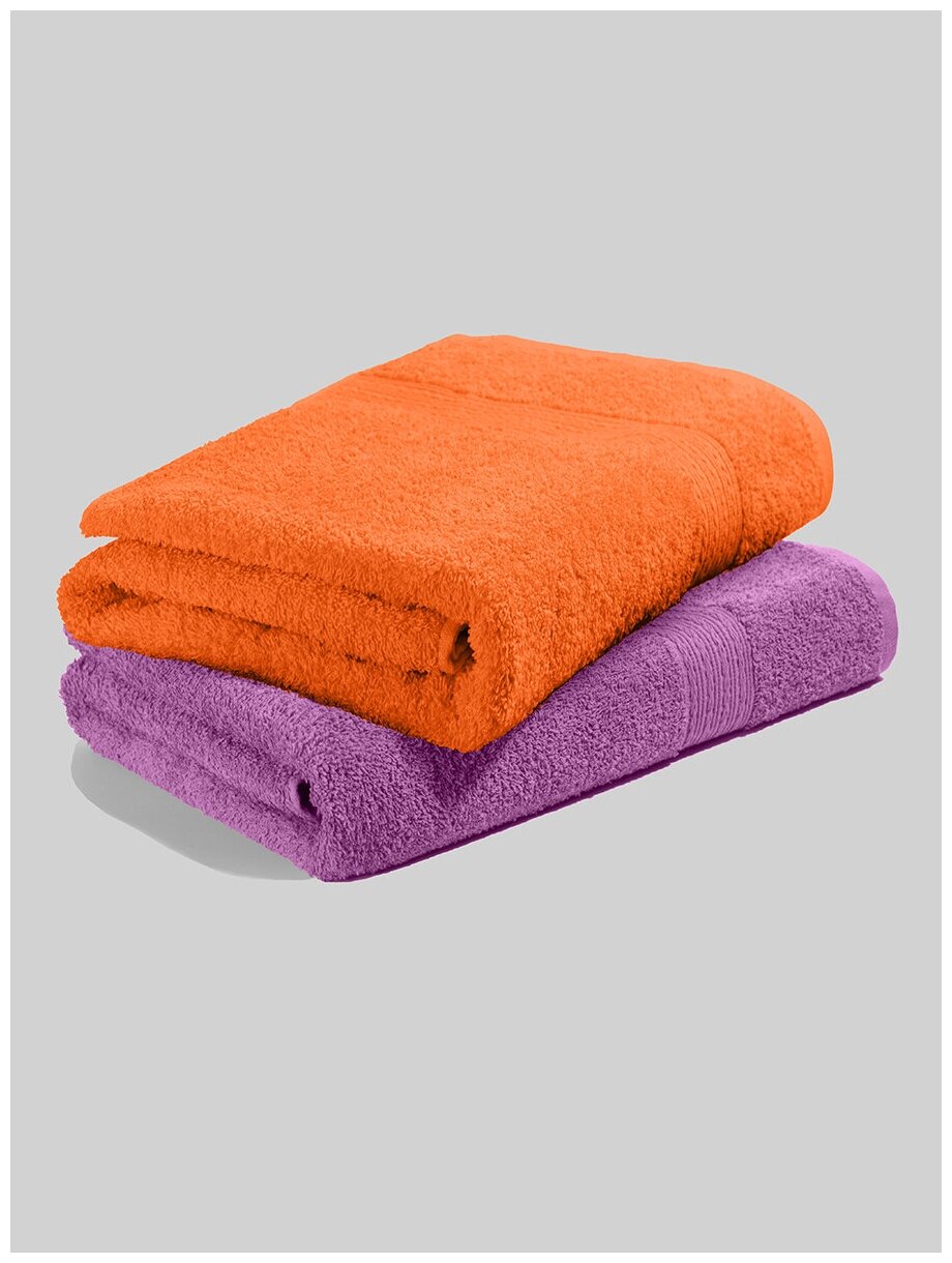 Комплект полотенец 70x140, 2 шт, оранжевый, сиреневый