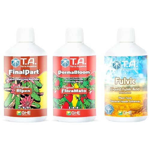 Комплект удобрений GHE (Ripen + Diamond Nectar + Mato) 3шт по 0,5л (Terra Aquatica)