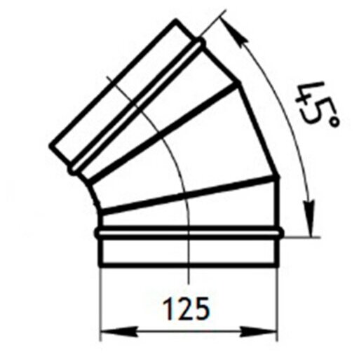 Отвод для круглых воздуховодов оцинкованный d125 мм на 45° - фотография № 5