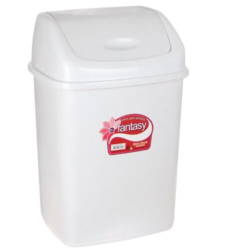 Мусорный контейнер пластик, 5 л, прямоугольный, плавающая крышка, белый, Dunya Plastik, Sympaty, 09401