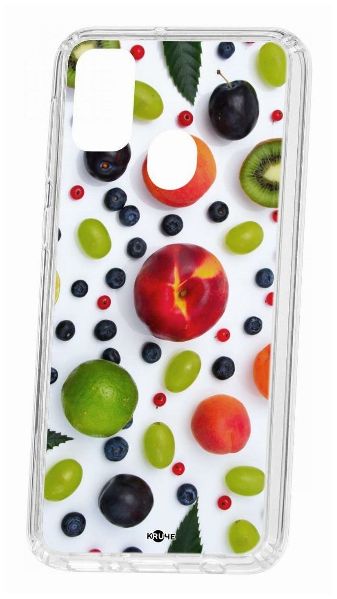 Чехол для Samsung Galaxy M30S Kruche Print Fruits, пластиковая накладка, силиконовый бампер с защитой камеры, противоударный прозрачный кейс с рисунком