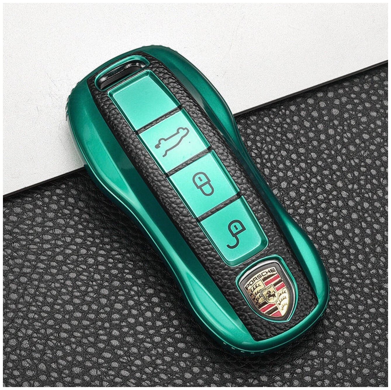 Чехол для авто смарт ключа автомобиля, футляр из силикона с вырезом под логотип, для машины марки Порше Кайен Макан Porsche Cayenne Macan 911 718 (.