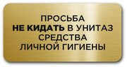 Табличка информационная CVT / Не бросайте мусор в унитаз /Размер 120х60мм/ Пластик / Табличка с лазерной гравировкой изображения / Прямоугольная /