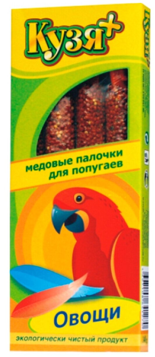 КУЗЯ+ лакомство для попугаев палочки медовые с овощами уп. 4 шт (1 шт)