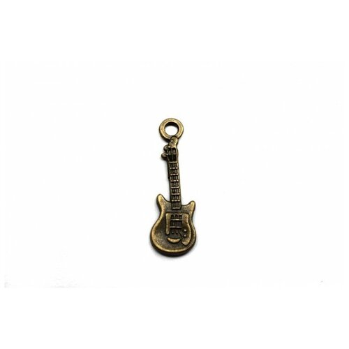 Подвеска Гитара 24х8х2мм, отверстие 1,5мм, цвет античная бронза, сплав металлов, 22-129, 2шт