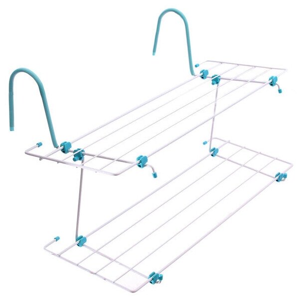 Сушилка для белья на радиатор, 2 яруса 650х235х360 мм, цвет белый - фотография № 1