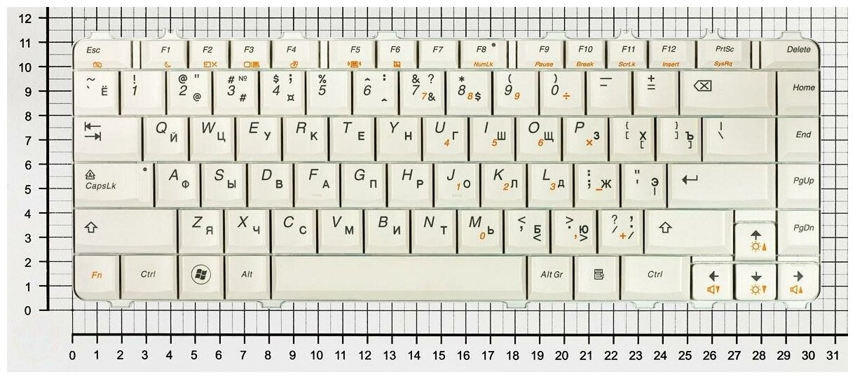 Клавиатура для ноутбука Lenovo IdeaPad Y550-4DWi-B белая