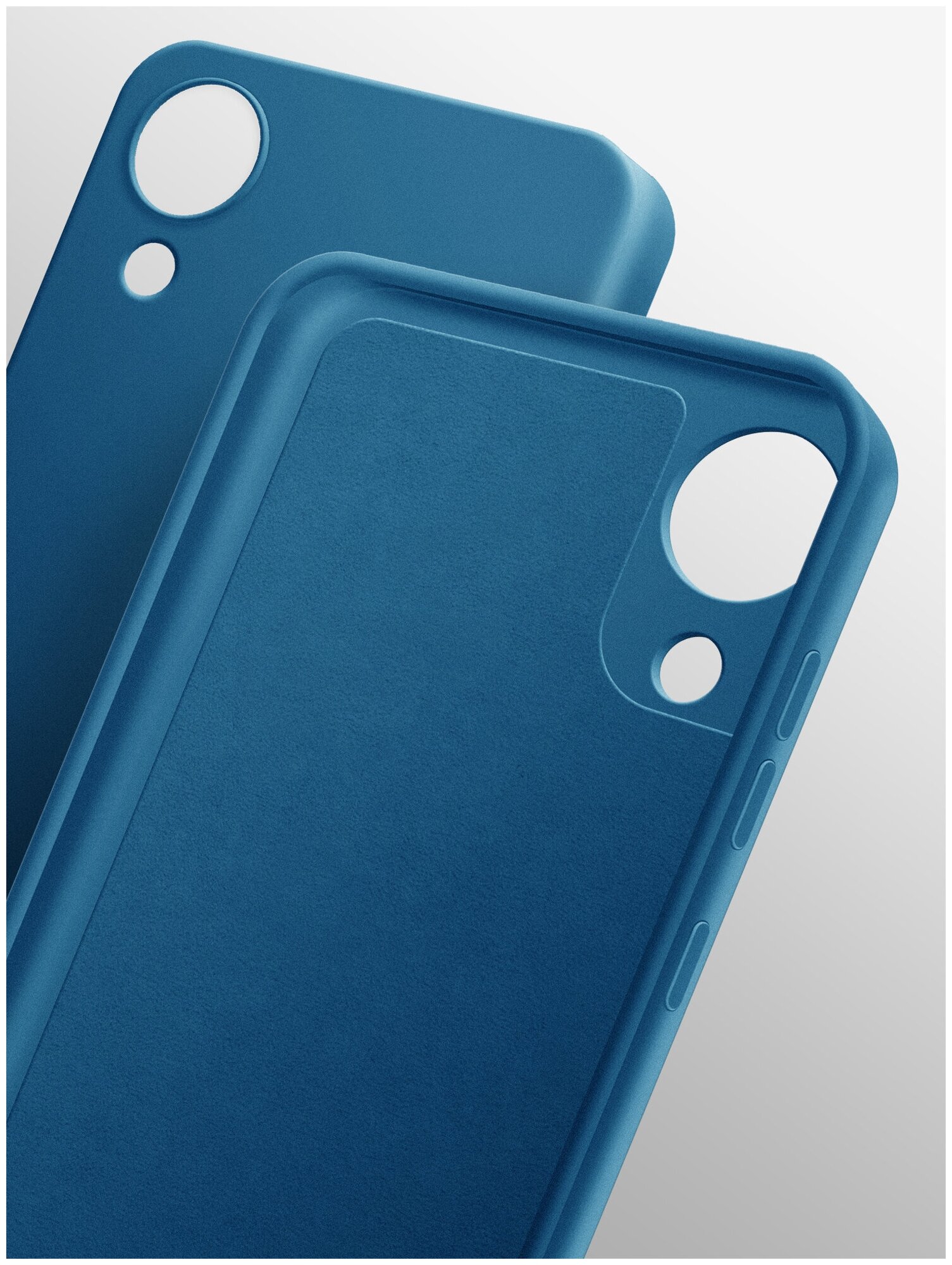 Чехол на Samsung Galaxy A03 Core (Самсунг Галакси А03 Коре) силиконовый бампер накладка с защитной подкладкой микрофибра синий, Brozo