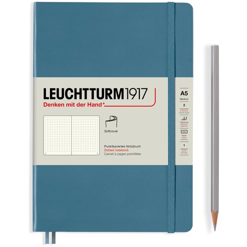 Блокнот Leuchtturm Rising Colours A5 61л в точку мягкая обложка Синий Камень