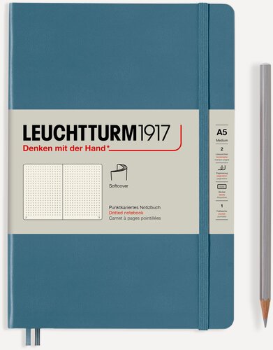 Изображение товара Блокнот Leuchtturm Rising Colours A5 61л в точку мягкая обложка Синий Камень