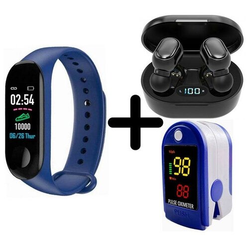 Умные часы BandRate Smart BRSM333PLBBL-SET5 с беспроводными наушниками и пульсометром шагомером мониторингом сна 121500₽