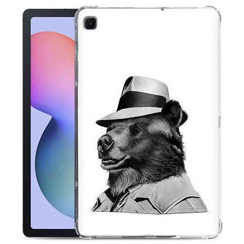 Чехол задняя-панель-накладка-бампер MyPads медведь в шляпе для Samsung Galaxy Tab S6 Lite 10.4 SM-P610/P615 противоударный