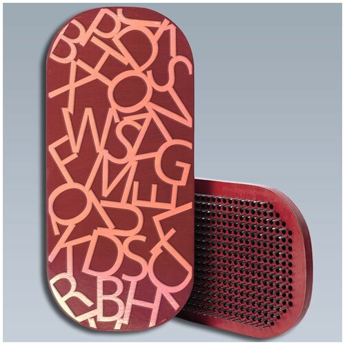 фото Доска с гвоздями садху для йоги / овал / узор буквы паттерн - 1925 / красная чакра