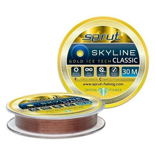 фото Леска sprut skyline fluorocarbon composition classic gold 0.205 30м