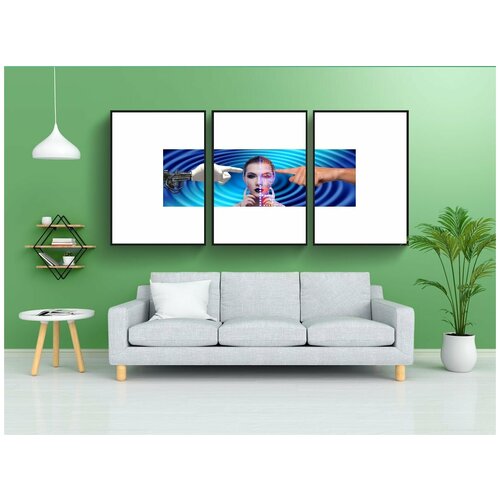 фото Набор модулных постеров для интерьера "рука, робот, человек" 60x90 см. в тубусе, без рамки lotsprints