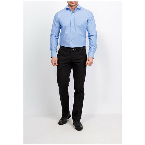 фото Рубашка мужская длинный рукав berthier pearly13602/fit-r(0), полуприталенный силуэт / regular fit, цвет голубой, рост 174-184, размер ворота 44