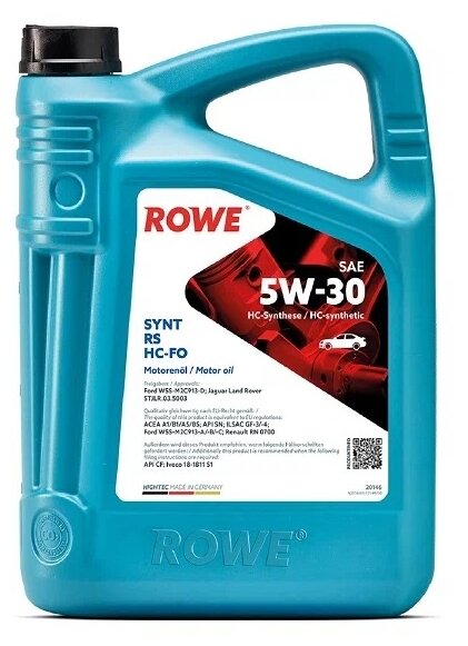 Моторное масло ROWE HIGHTEC SYNT RS 5W30 HC-FO 5л 20146-0050-99