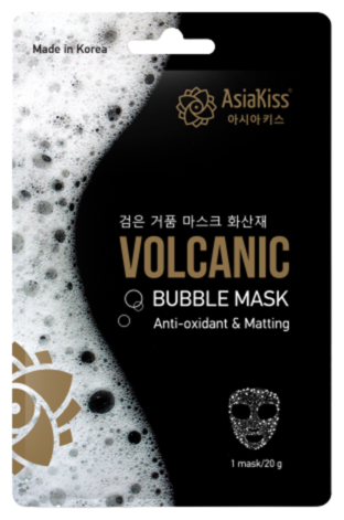 Маска для лица AsiaKiss volcanic bubble mask черная пузырьковая с вулканическим пеплом 20мл AsiaKiss International Corporation - фото №3