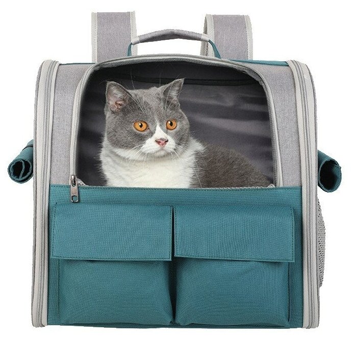 Рюкзак-тележка для путешествий с животными ZooWell Travel серая с зеленым Comfort - фотография № 5