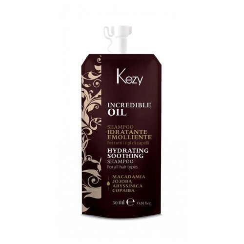 KEZY Incredible Oil Шампунь увлажняющий и разглаживающий для всех типов волос, 30 мл kezy incredible oil кондиционер для всех типов волос увлажняющий 250 мл