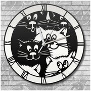 Настенные часы деревянные бесшумные животные коты - 608