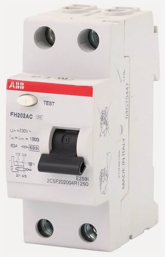 Изображение товара Устройство защитного отключения (УЗО) ABB FH202 AC 25/0,1 mA, 25A 100mA