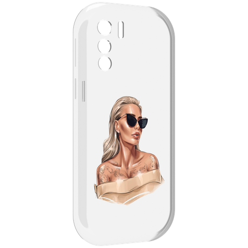 Чехол MyPads блондинка-в-очках женский для UleFone Note 13P задняя-панель-накладка-бампер