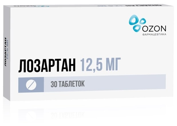 Лозартан таб. п/о плен., 12.5 мг, 30 шт.