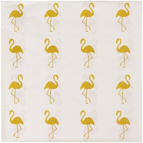 Бумажные салфетки Miland с золотым тиснением Фламинго ,33 см,20 шт, еврослот СП-5175